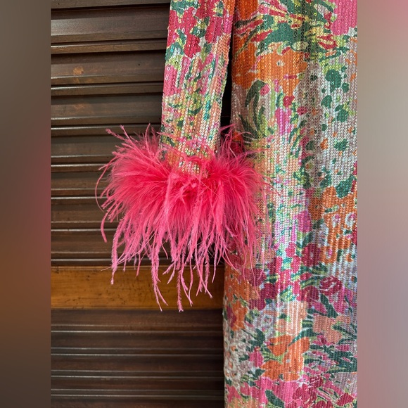 Flora Bea Ferris Sequin Floral Cocktail Midi Dress NWT Size Medium - Picture 5 of 11